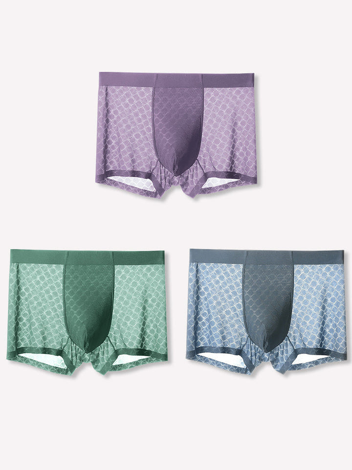 3D Men Ice Silk Lycra Underwear - Multicolor (Pack of 3) Briefs