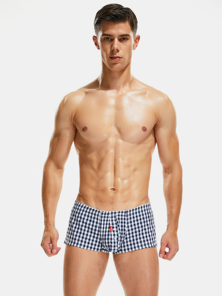 Ctreela Men's Vintage Boxer Briefs, Plaid Pajama Lounge Shorts, Comfy  Breathable Underpants, Soft Knicker Underwear