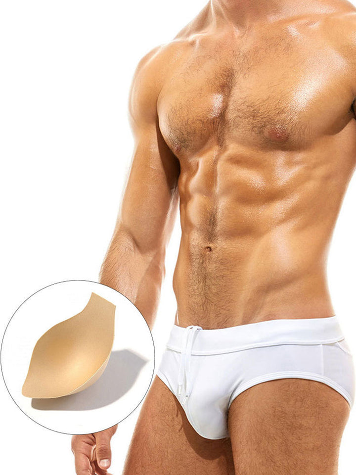 Men's Padded Solid Drawstring Swimsuit Bikini Briefs