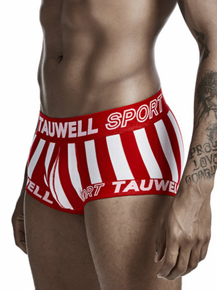 Mens Striped Support Pouch Boxer Briefs With Fly