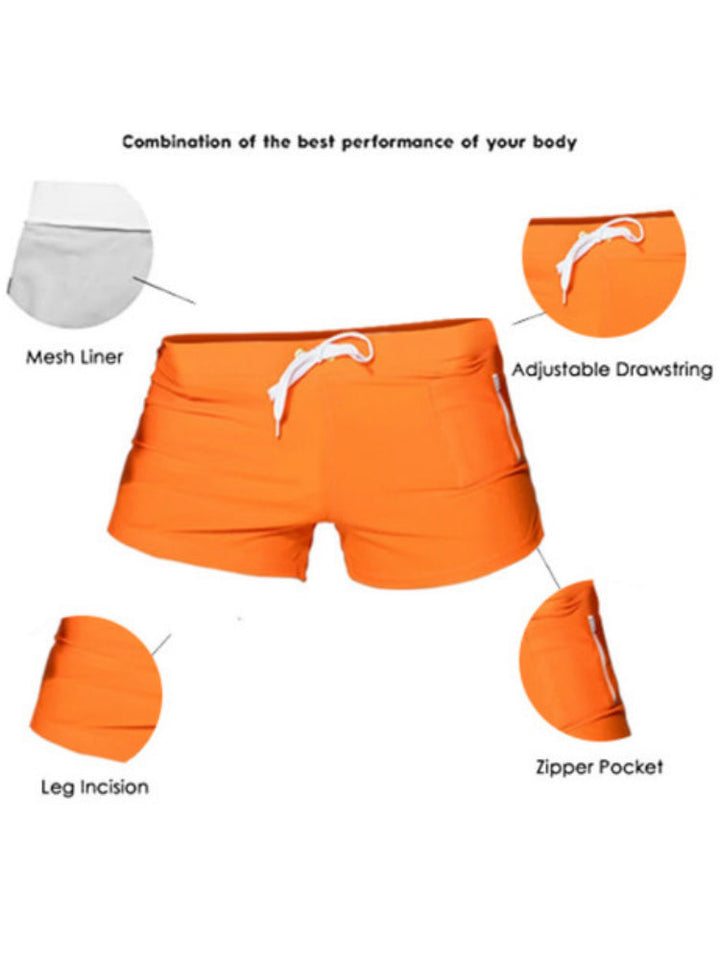 Men's Solid Color Breathable Stretch Swim Trunks