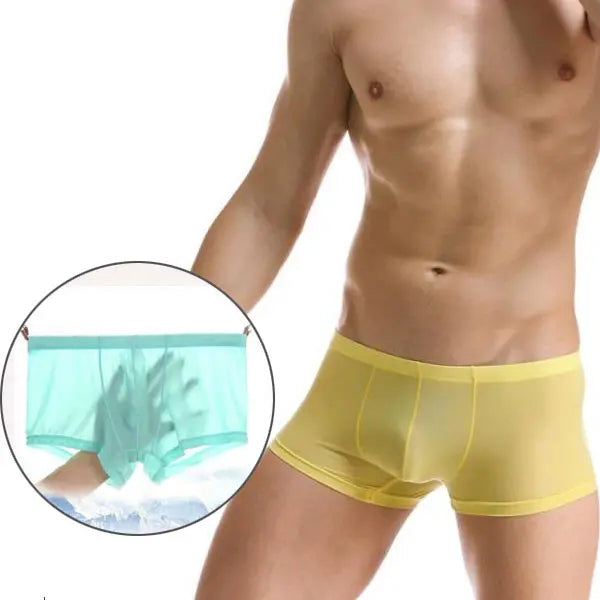 Manipis na Breathable Ice Silk U Convex Boxers para sa Mga Lalaki