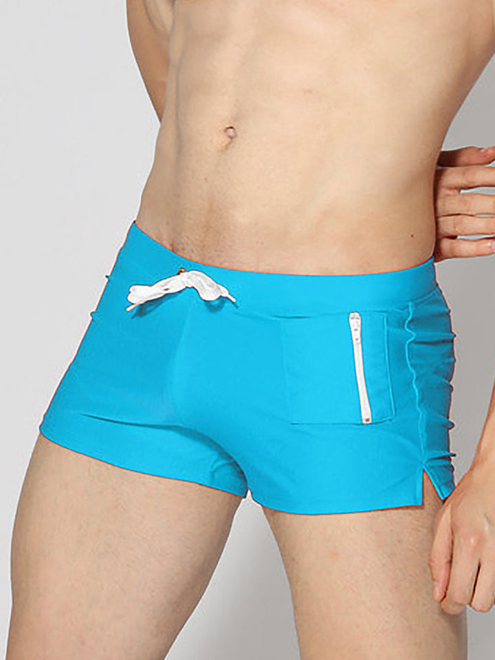 Men's Solid Color Breathable Stretch Swim Trunks