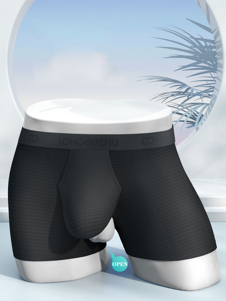 Men's Dual Pouch Underwear Short Leg Bulge Boxer Briefs Separated Pouch  Modal Tr