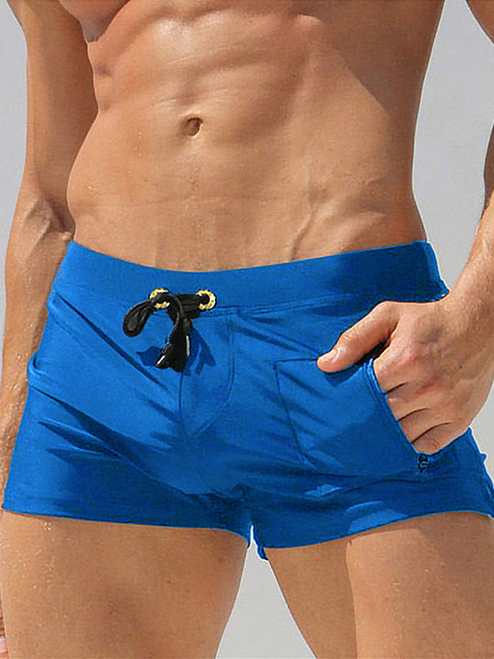 Men's Solid Color Breathable Stretch Swim Trunks