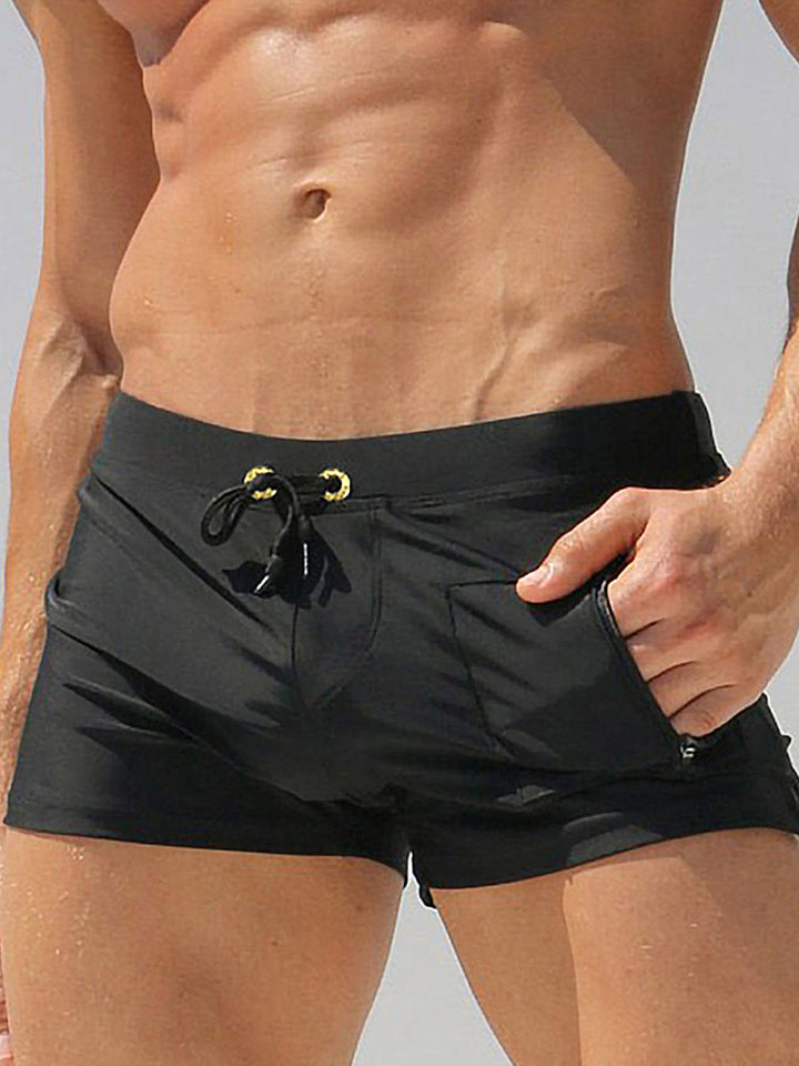 Men's Solid Color Breathable Stretch Swim Trunks